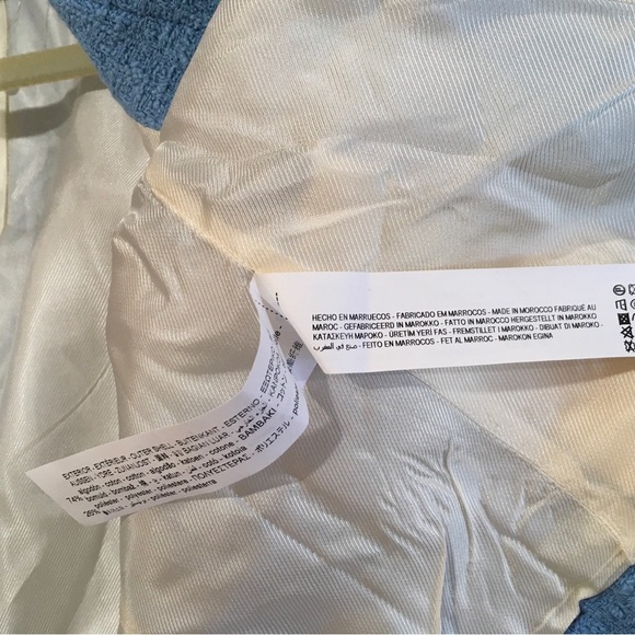 Zara Blazer Jacket Cropped Tweed Blue Preppy Blogger Fav Women’s Size s - Picture 7 of 10